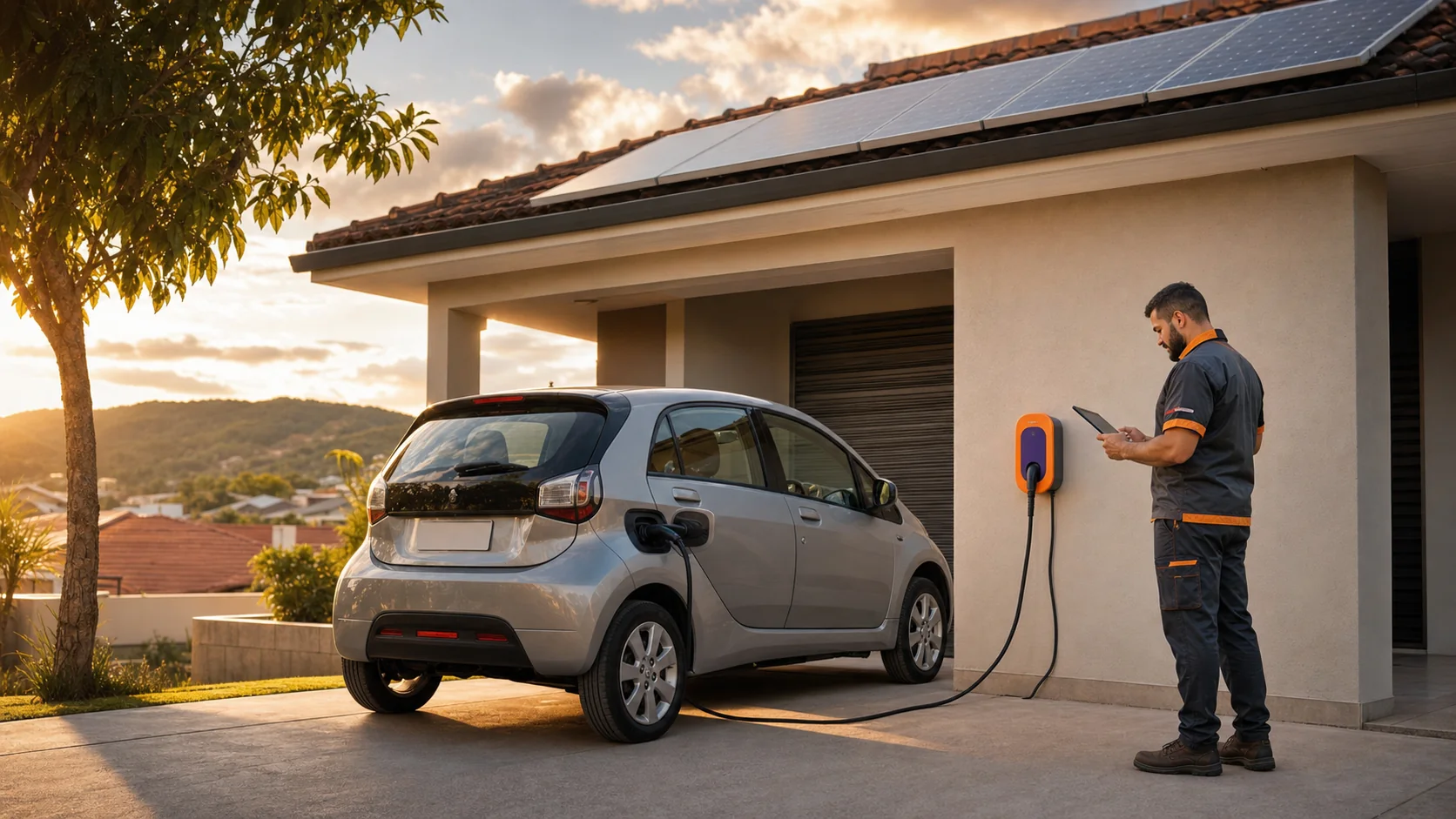 Solução de recarga de veículo elétrico integrada à geração solar