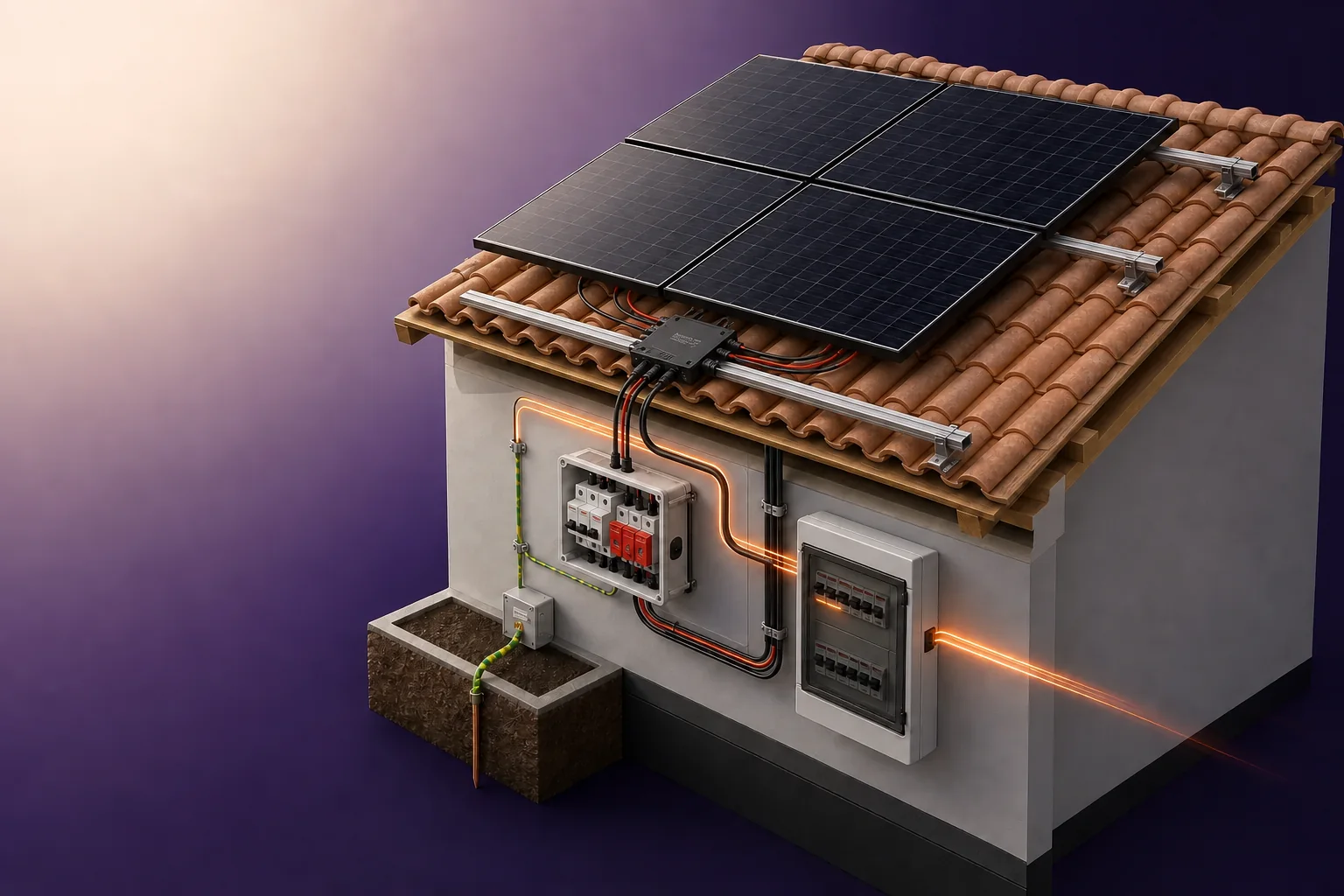 Camadas de um sistema fotovoltaico residencial integrado